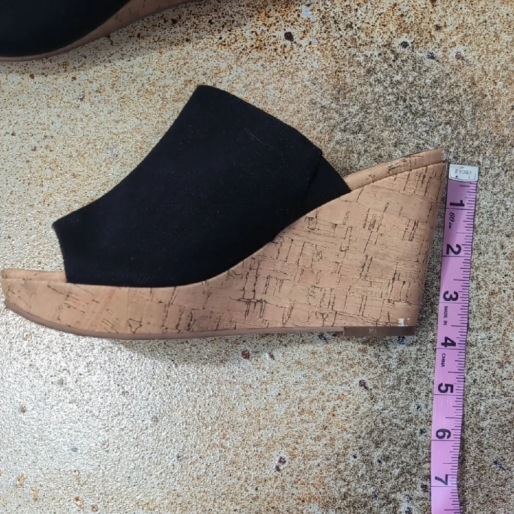 Abound Black Canvas Cork Wedge Mule Sandals